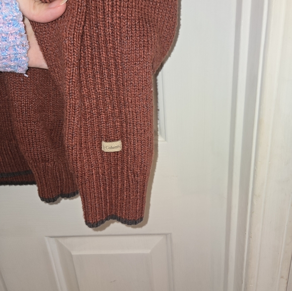 Columbia 3/4 Zip Rust Orange Knit Medium Heavy Sweater - Picture 3 of 9